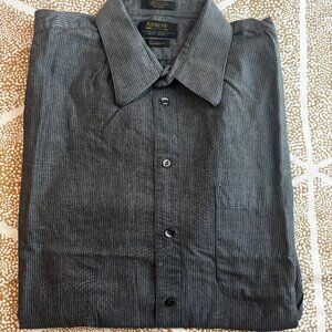Men's Arrow Golden Gray Pinstripe Button Down Shirt RN 28961 Size 16.5